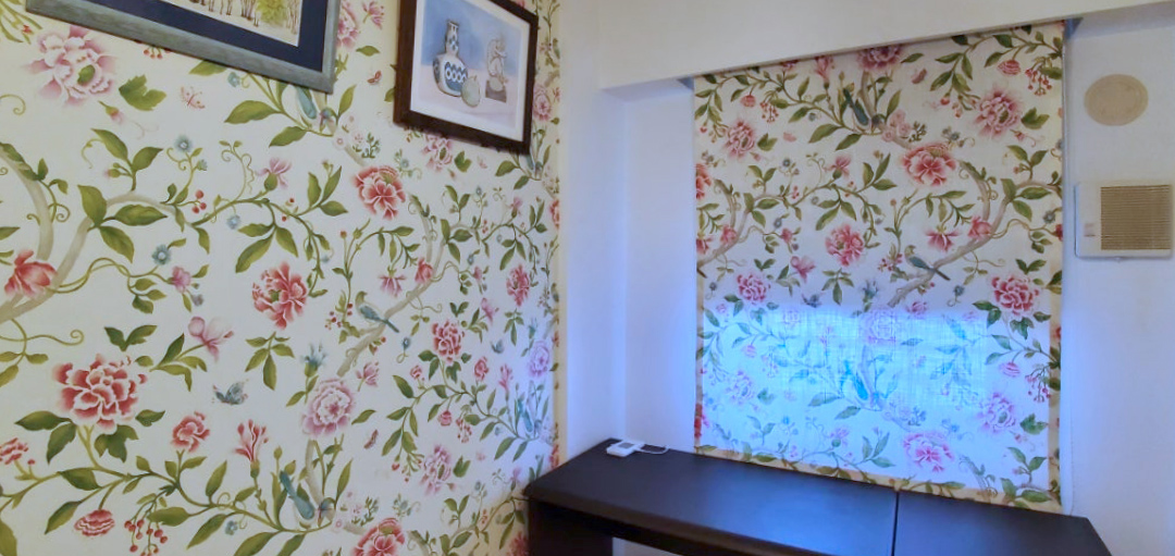 輸入壁紙　お揃いシェード　遮光ロールスクリーン